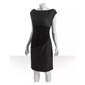 Diane Von Furstenberg Jori Stretch Knit Wool Sleveless Dress Black Grey Sz 6